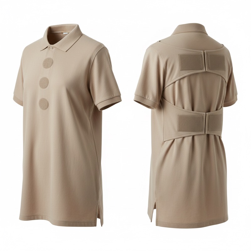 Silverts open back adaptive shirt for seniors with velcro shoulder closures