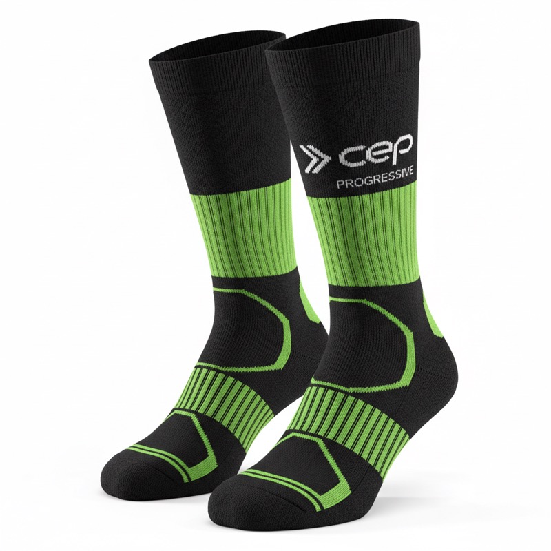 CEP Progressive Compression Socks, high-performance black and neon