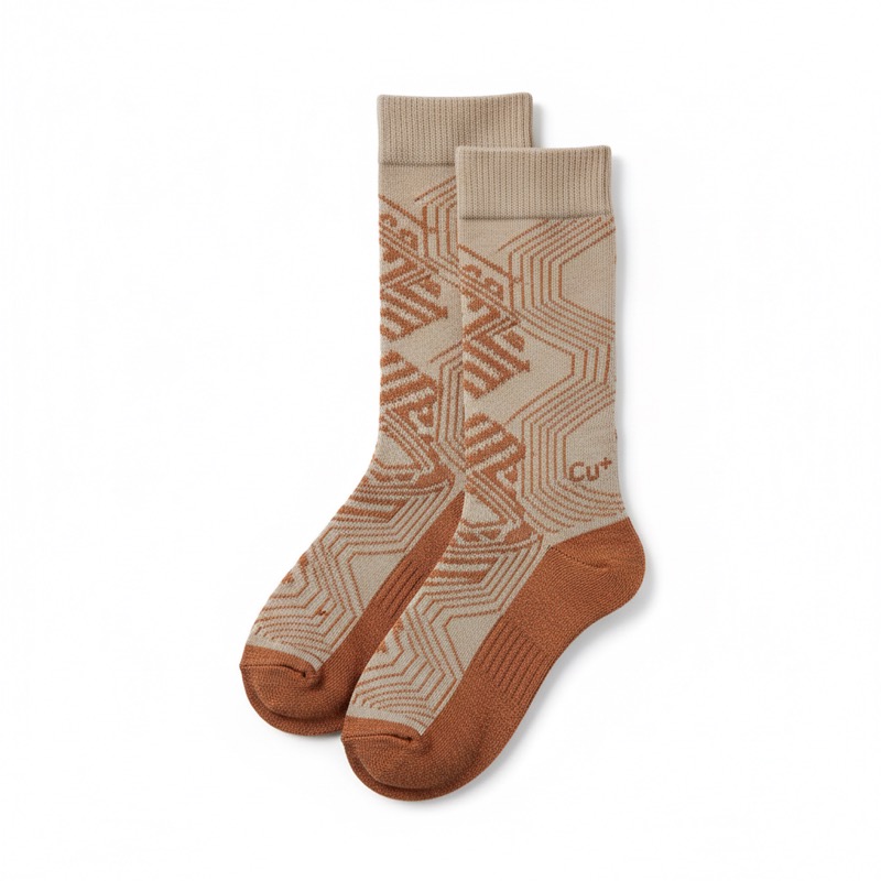 Copper Compression Socks for senior women, beige and copper tones