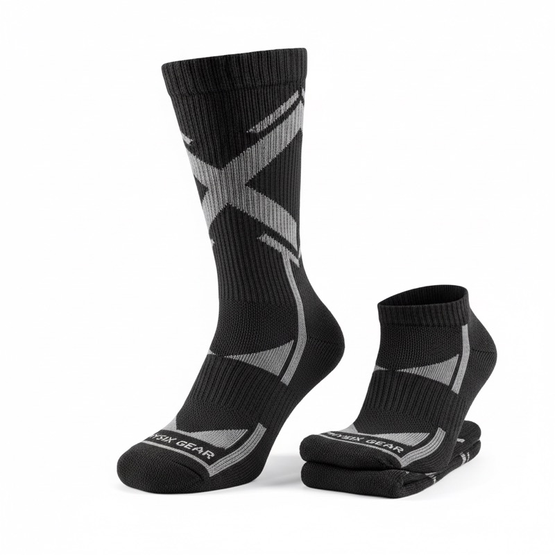Physix Gear Compression Socks for seniors, black and gray athletic style