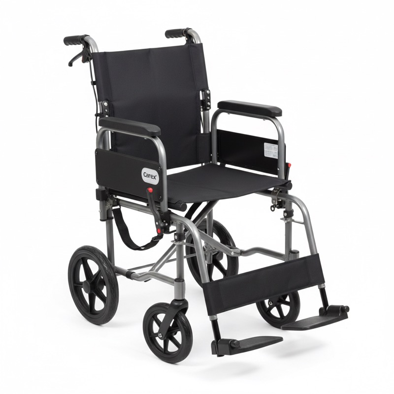 Carex lightweight transport chair folding mobility aid in grey